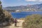 Woman with e bike on Elba Island, Italy