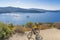 Woman with e bike on Elba Island, Italy