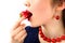 Woman eat sweet strawberries