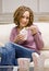 Woman eating chinese take-out food