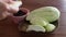 Woman Eating Green Mango With Sweet Sauce