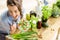 Woman eating healthy salad