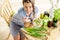 Woman eating healthy salad