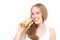 Woman eating healthy sandwich