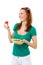 Woman eating strawberry