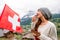 Woman eating swiss chocolate