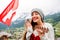 Woman eating swiss chocolate