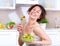 Woman Eating Vegetable Salad