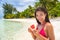 woman eating watermelon beach pictures