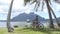 Woman on electric bike aka eBike on travel tourist tour on Bora Bora