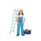 Woman electrician flat color vector detailed character