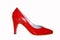 Woman elegant red shoe isolate on white