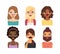 Woman emoji face vector icons.