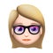 Woman emoji icon, medium-light skin tone, blond hair, glasses, vector illustration.