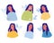 Woman Emotions Set. Female Emoji, Face Expressions