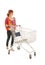 Woman with empty shopping cart