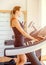 Woman is engaged on a treadmill in the gym