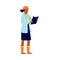 Woman engineer of oil industry pipeline, flat vector illustration isolated.