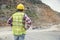 Woman Engineer and safety Officer concept. Young woman engineer holding safety hat helmet and safety glasses.  Safety Officer  i