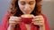 Woman enjoy coffee cafe drink hot latte cappuccino