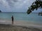 A woman enjoying a beach in the caribbean