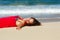 Woman enjoying beach sunbath
