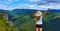 Woman enjoying beautiful landscape