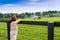 Woman enjoying countryside view.