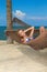 Woman enjoying the peace of a tropical beach