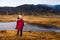 Woman enjoying stunning Icelandic scenery