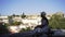 Woman enjoying the view of Obidos town