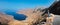 Woman enjoying view over Fjord Khor Najd in Oman