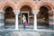 Woman entering the church on a Greek orthodox monastery