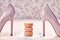 Woman essentials, fashion high heels. Macarons