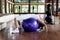 Woman excercising with swiss ball