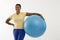 Woman with exercise ball.