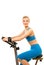 Woman on exercise bicycle