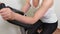 Woman on exercise bike doing workout