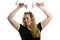 Woman exercise with dumbells
