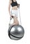 Woman exercise with gym ball and expander