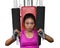 Woman exercises on machine