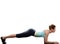 Woman exercising Abdominals workout push ups