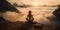 woman exercising, doing yoga Calm and mountain yoga practice In front is a sea of mist