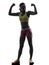 Woman exercising fitness flexing muscles silhouette