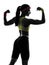 Woman exercising fitness flexing muscles silhouette rear view