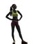 Woman exercising fitness standing looking away silhouette