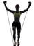 Woman exercising fitness workout resistance bands silhouette