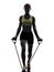 Woman exercising fitness workout resistance bands silhouette