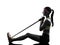 Woman exercising fitness workout resistance bands silhouette