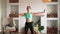 Woman Exercising at Home. Sporty Fit Girl Engaged in Fitness Aerobic Exercises